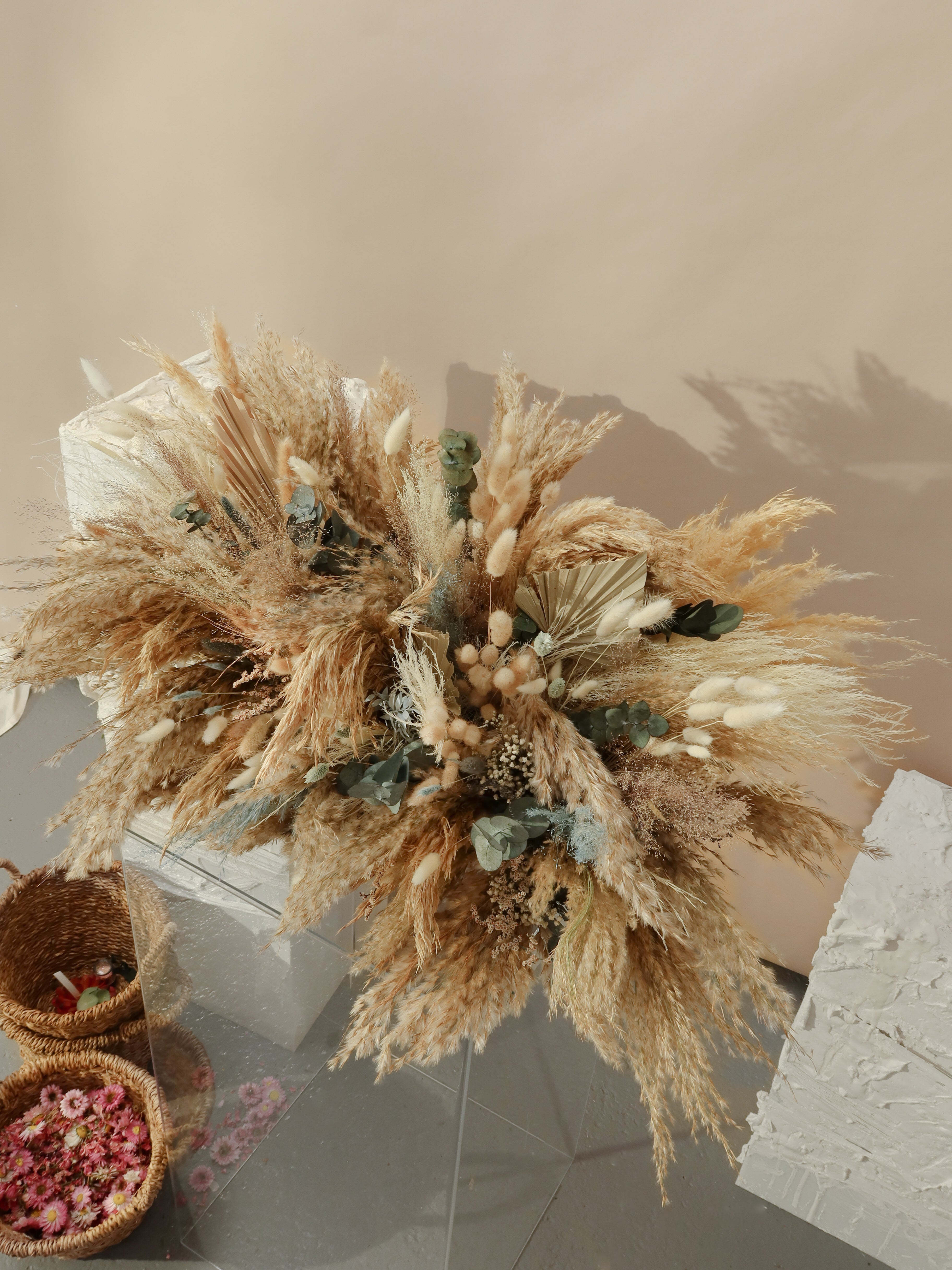 Wedding Aranjman Pampas Otu Tasarımı Dekor
