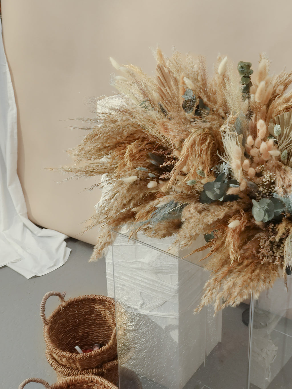 Wedding Aranjman Pampas Otu Tasarımı Dekor